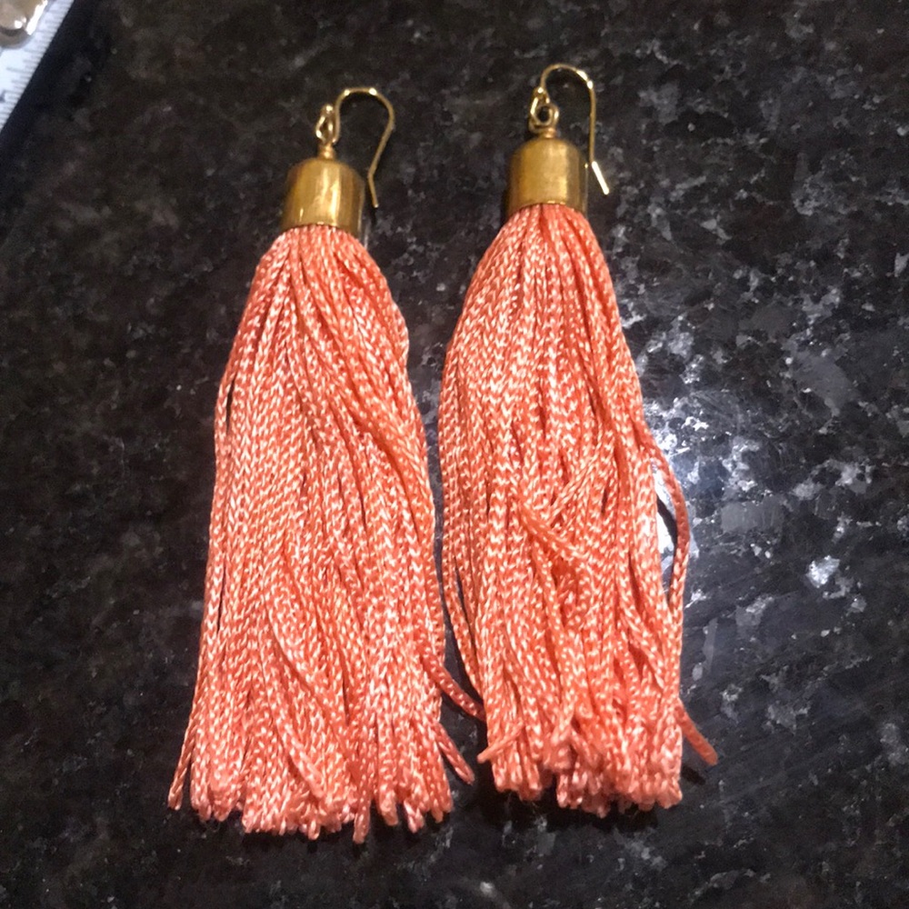 Coral tassel earrings!